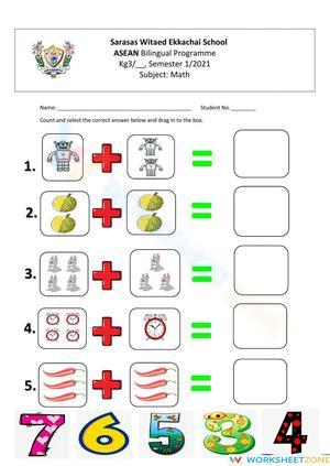 Visual Addition: Drag and Match Numbers