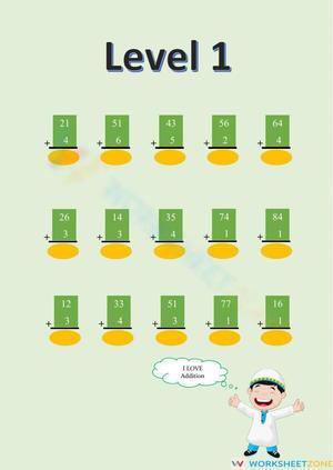 Addition Level 1 Worksheet
