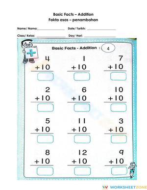 Basic Facts Addition Worksheet: Practice and Learn