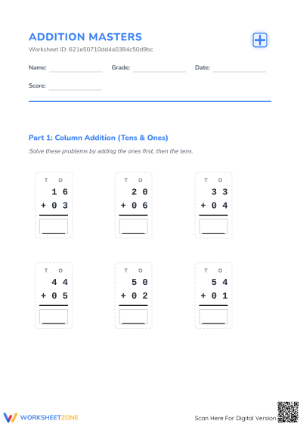 Printable Two-Digit Addition Worksheet | Grade 2 Math