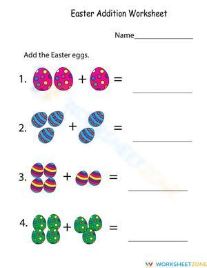 Easter Egg Counting and Addition Worksheet