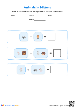 Printable Animal Addition Worksheet | Kindergarten Math