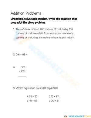 Addition Problems