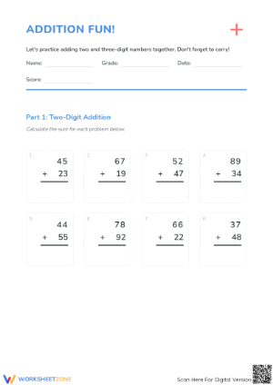 Printable Multi-Digit Addition Worksheet | Grade 3 Math