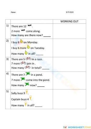 Addition Words Worksheet: Math Vocabulary