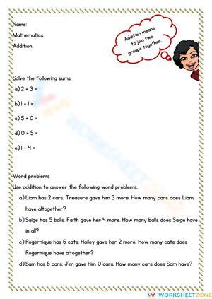 Addition Skills Practice Worksheet
