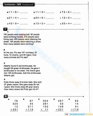 Lesson 38 Addition Practice Worksheet