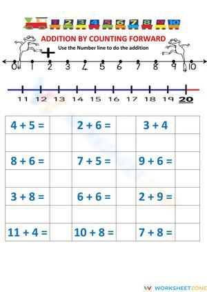 Addition by Counting Forward Worksheet