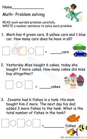 Fun Math Problem-Solving Worksheet