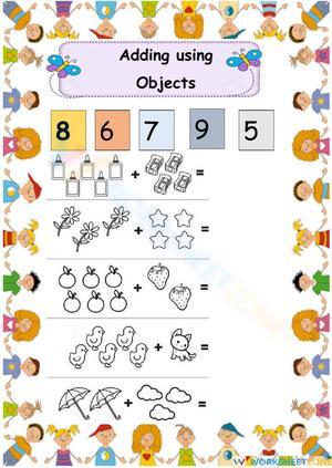 Addition Using Objects Worksheet