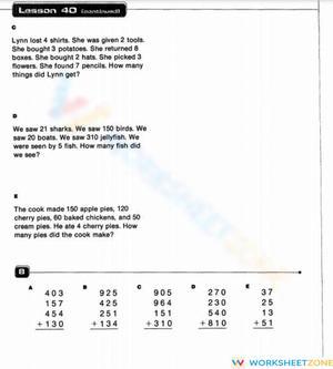 Lesson 40 Addition Practice Worksheet