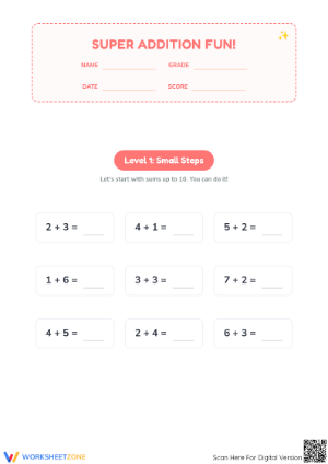 Essential Addition to 20 Worksheet | Grade 1 Math