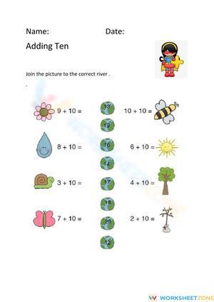 Adding Ten Practice Worksheet