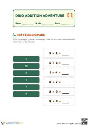 Printable Addition within 10 Worksheet | Grade K Math