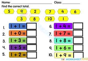 Addition Worksheet: Basic Facts
