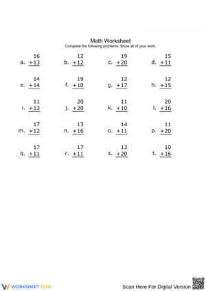 Addition Drill Worksheet 