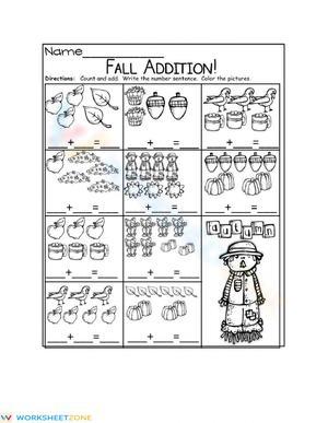 Count, Add, and Color Autumn Pictures

