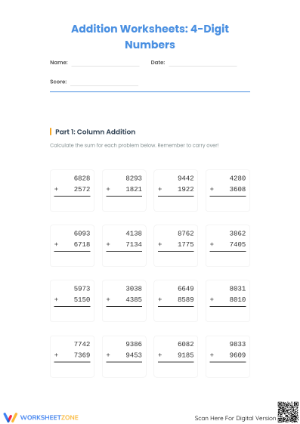 4-Digit Addition Practice | Essential Grade 4 Math Worksheet