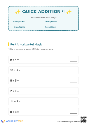 Printable Addition Worksheet | Grade 1 Math Practice