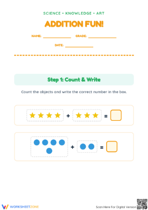 Essential Addition to 10 Worksheet | Grade K Math