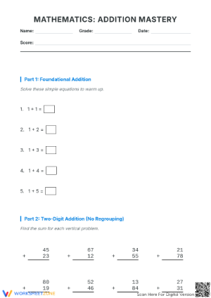 Essential Multi-Digit Addition Worksheet | Grade 3 Math