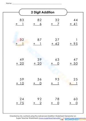 Practice 2-Digit Addition Without Regrouping