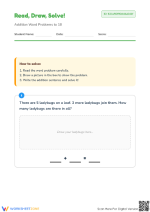 Printable Addition Word Problems Worksheet | Grade 1 Math