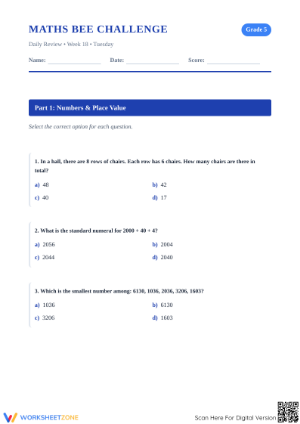 Grade 4 Mixed Math Review — Essential No-Prep Worksheet
