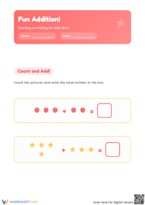 Printable Basic Addition Worksheet | Grade K Math