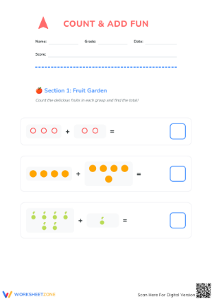 Grade 1 Addition — Printable No-Prep Worksheet