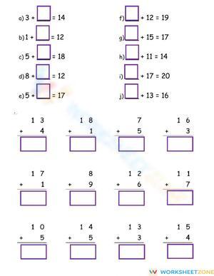 Adding with sums less than 20