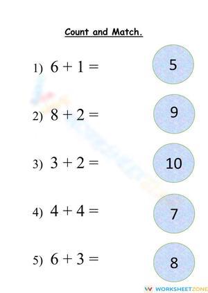 Basic Addition with Count and Match Exercises
