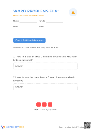 Essential Word Problems Worksheet | Grade 1 Math