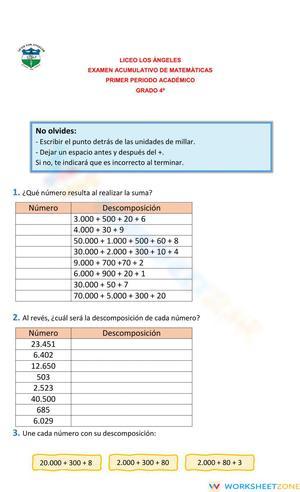 EVALUACION GRADO 4º
