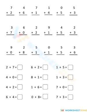 Basic Math Worksheet: Addition Problems