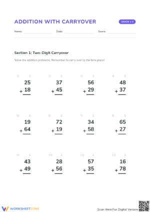 Essential Two-Digit Addition Worksheet | Grade 2 Math