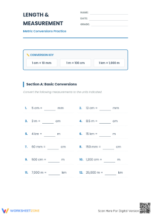 Printable Metric Conversions | Grade 4 Math