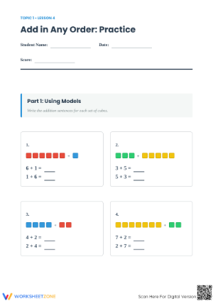 Printable Commutative Property Worksheet | Grade 2 Math