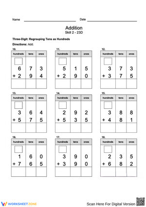 Regrouping Tens as Hundreds