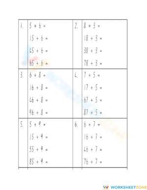 Adding Across 10 Practice
