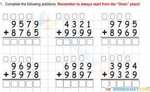 Add 4-Digit Numbers Practice