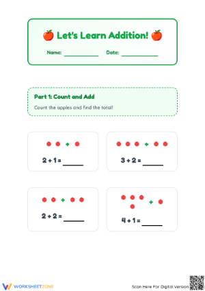Printable Addition Worksheet | Grade K-1 Math