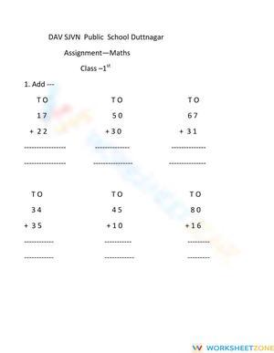 Class Assignment Math Worksheet