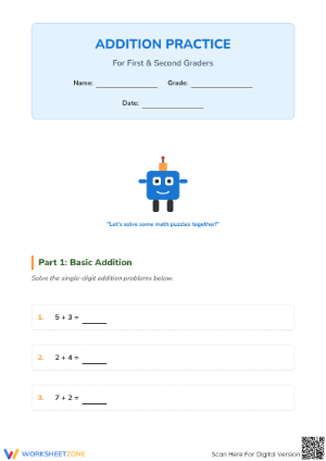 Essential Addition Practice Worksheet | Grade 1 Math