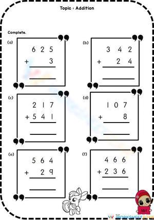 Basic Addition Worksheet for Early Math Skills
