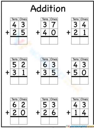 Basic Addition Worksheet for Math Beginners