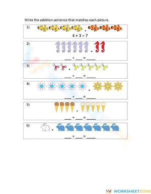 Writing Number Sentences Worksheet for Practice