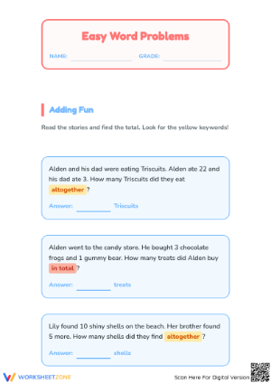 Essential Add/Sub Word Problems | Grade 1 Math