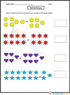 Basic Math Addition Practice Worksheet for Beginners