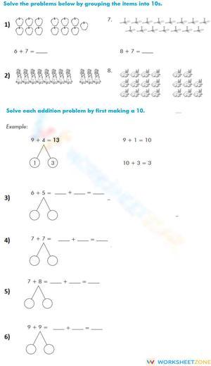 Adding by Making Ten Strategy Worksheet